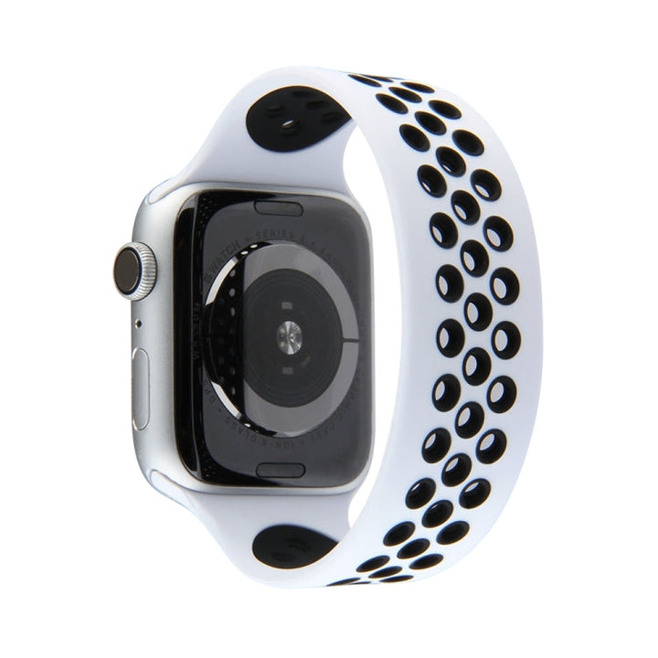 Lisslune | Elastic Silicone Watch Band for Apple Watch Series 7 41mm / 6 & SE & 5 & 4 40mm / 3 & 2 & 1 38mm, Length: 160mm (White Black)