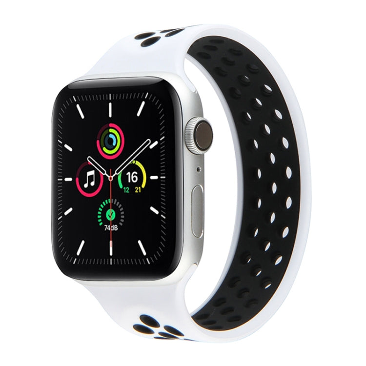 Lisslune | Elastic Silicone Watch Band for Apple Watch Series 7 41mm / 6 & SE & 5 & 4 40mm / 3 & 2 & 1 38mm, Length: 160mm (White Black)