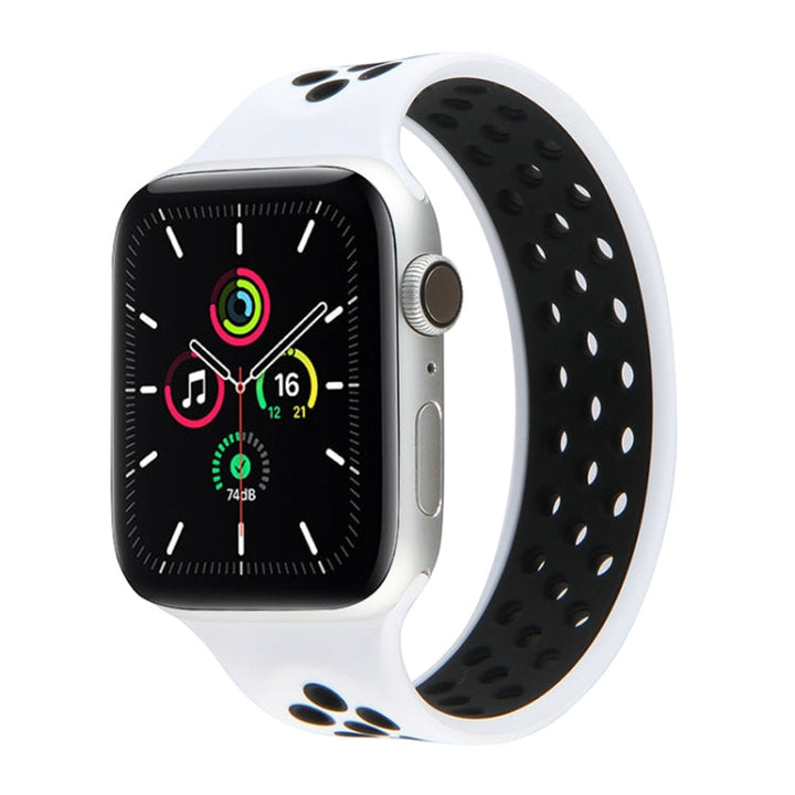 Lisslune | Elastic Silicone Watch Band for Apple Watch Series 7 41mm / 6 & SE & 5 & 4 40mm / 3 & 2 & 1 38mm, Length: 160mm (White Black)