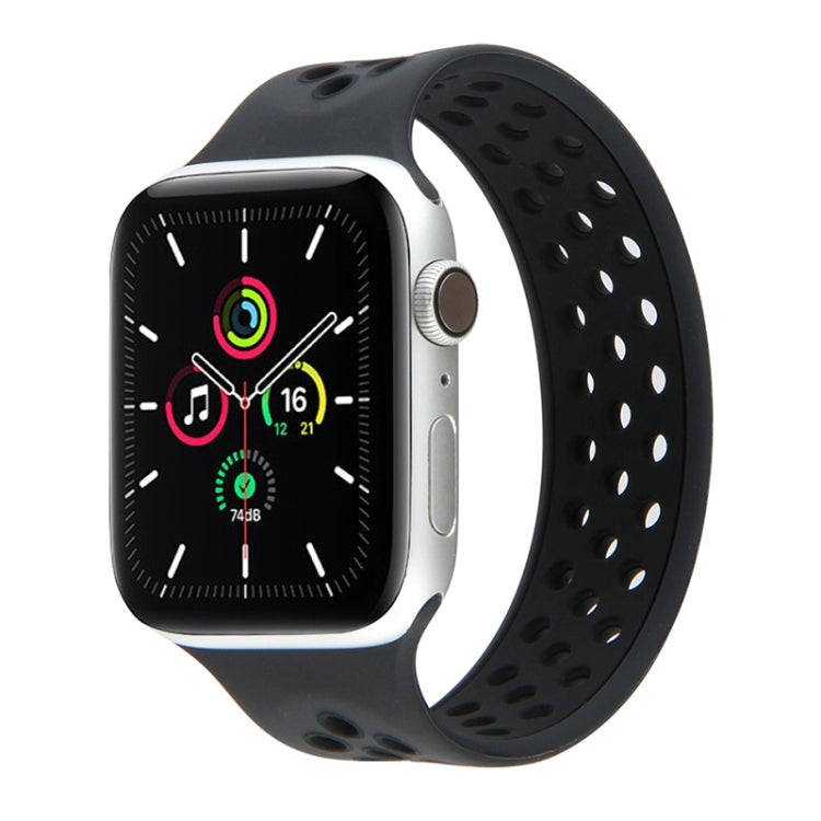 Lisslune | Elastic Silicone Watch Strap for Apple Watch Series 9&8&7 41mm / SE 3&SE 2&6&SE&5&4 40mm / 3&2&1 38mm, Length: 160mm (Black)