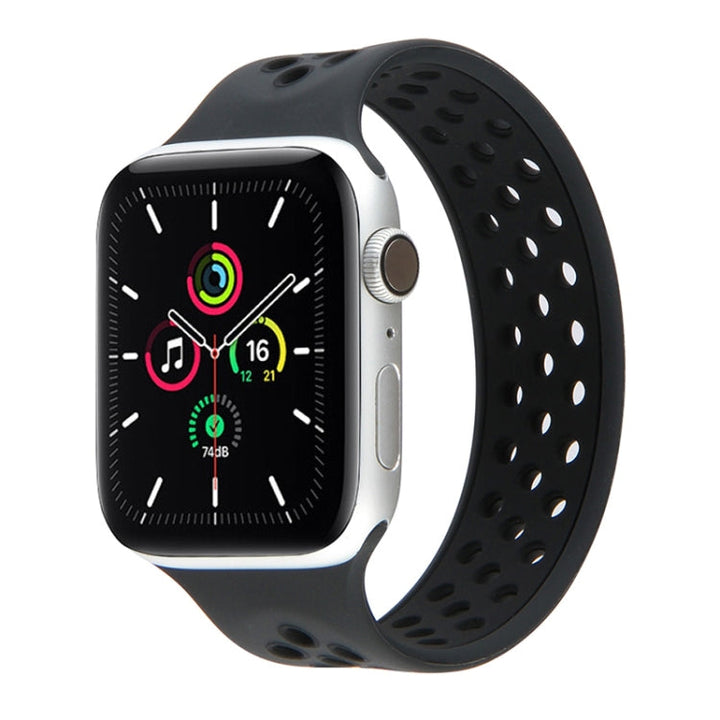 Lisslune | Elastic Silicone Watch Strap for Apple Watch Series 9&8&7 41mm / SE 3&SE 2&6&SE&5&4 40mm / 3&2&1 38mm, Length: 160mm (Black)
