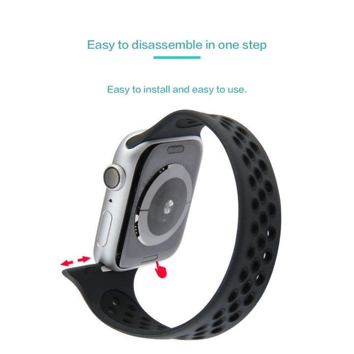 Lisslune | Elastic Silicone Watch Strap for Apple Watch Series 9&8&7 41mm / SE 3&SE 2&6&SE&5&4 40mm / 3&2&1 38mm, Length: 160mm (Black)