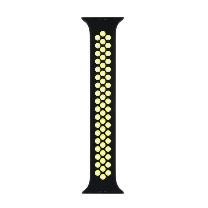 Lisslune | Elastic Silicone Watch Strap for Apple Watch Series 7 41mm / 6 & SE & 5 & 4 40mm / 3 & 2 & 1 38mm, Length: 160mm (Black Yellow)