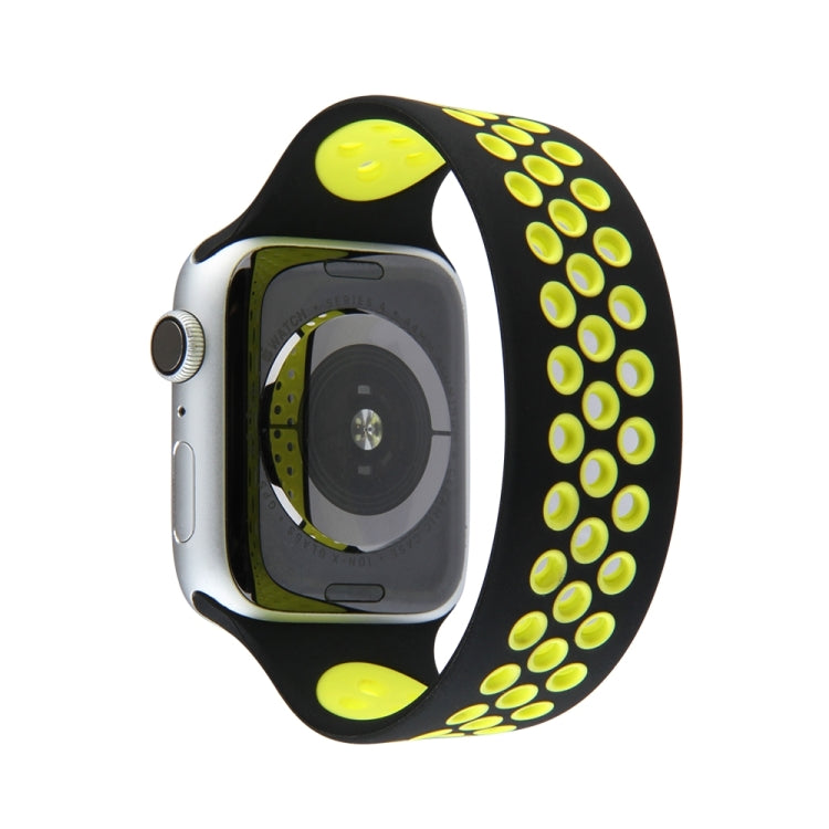 Lisslune | Elastic Silicone Watch Strap for Apple Watch Series 7 41mm / 6 & SE & 5 & 4 40mm / 3 & 2 & 1 38mm, Length: 160mm (Black Yellow)