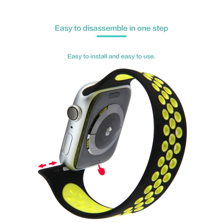 Lisslune | Elastic Silicone Watch Strap for Apple Watch Series 7 41mm / 6 & SE & 5 & 4 40mm / 3 & 2 & 1 38mm, Length: 160mm (Black Yellow)