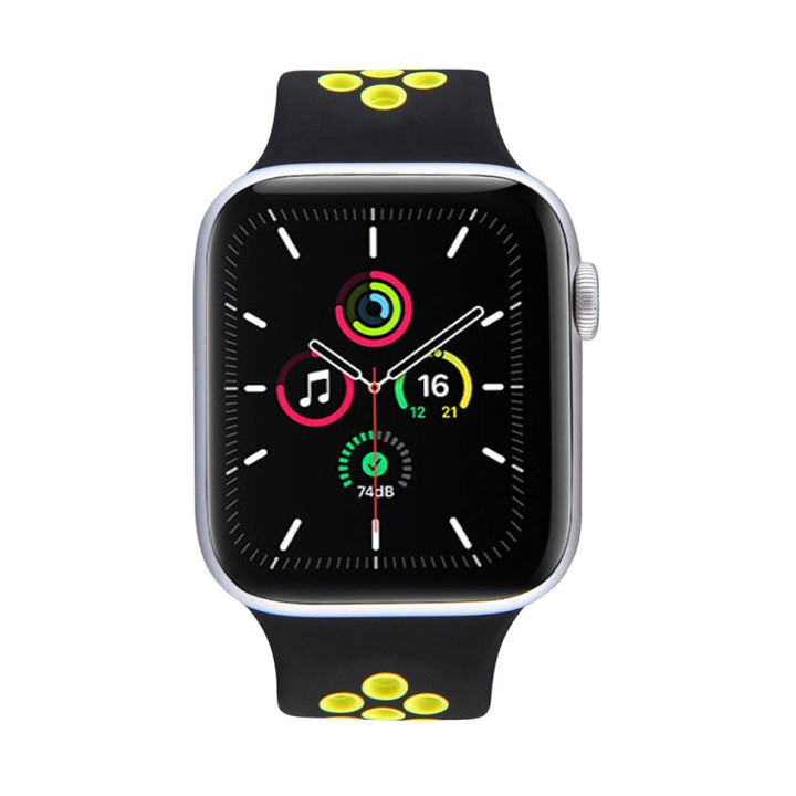 Lisslune | Elastic Silicone Watch Strap for Apple Watch Series 7 41mm / 6 & SE & 5 & 4 40mm / 3 & 2 & 1 38mm, Length: 160mm (Black Yellow)