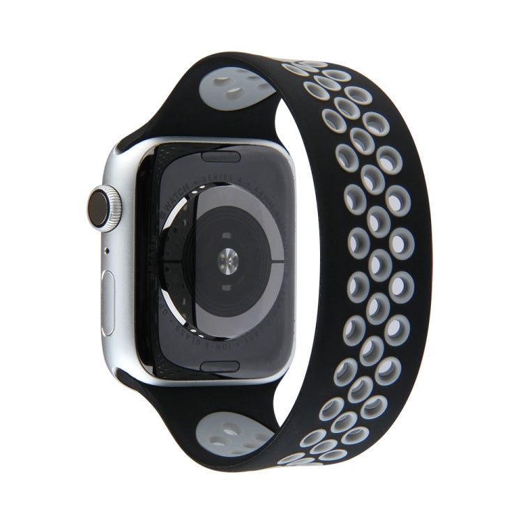 Lisslune | Elastic Silicone Band for Apple Watch Series 7 41mm / 6 & SE & 5 & 4 40mm / 3 & 2 & 1 38mm, Length: 160mm (Black Gray)