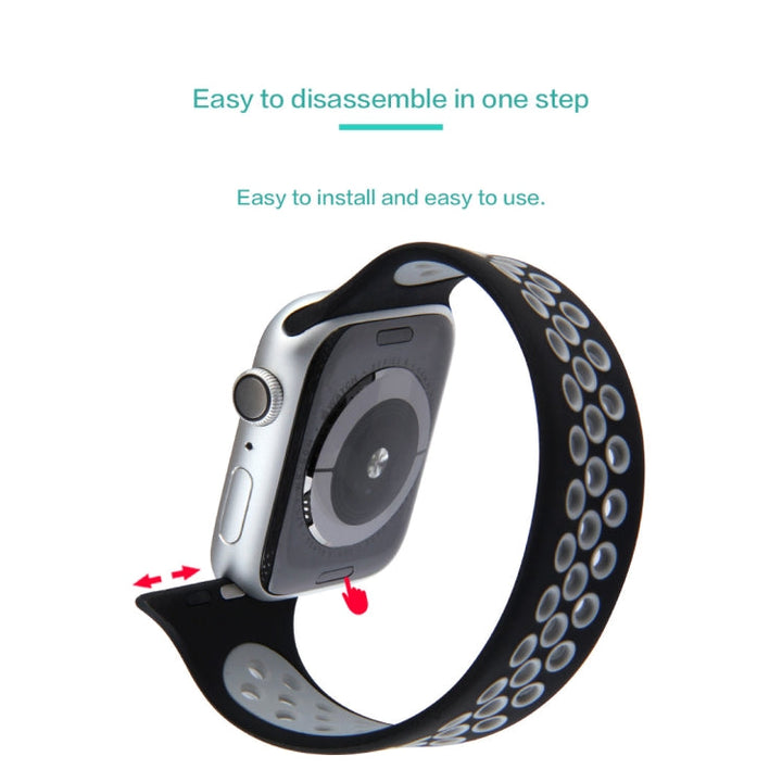 Lisslune | Elastic Silicone Band for Apple Watch Series 7 41mm / 6 & SE & 5 & 4 40mm / 3 & 2 & 1 38mm, Length: 160mm (Black Gray)