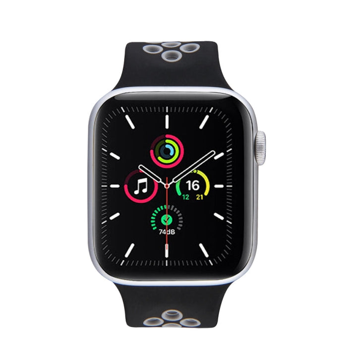 Lisslune | Elastic Silicone Band for Apple Watch Series 7 41mm / 6 & SE & 5 & 4 40mm / 3 & 2 & 1 38mm, Length: 160mm (Black Gray)