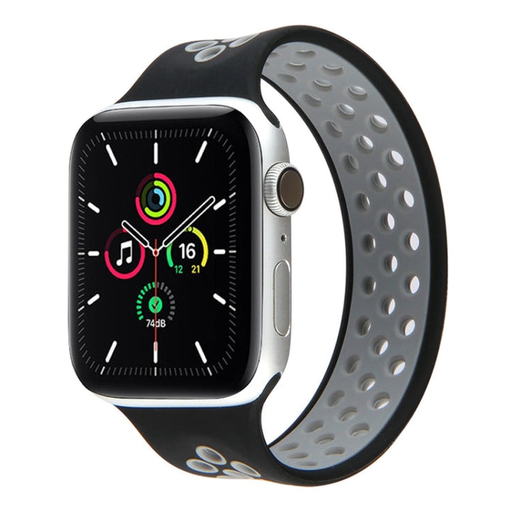 Lisslune | Elastic Silicone Band for Apple Watch Series 7 41mm / 6 & SE & 5 & 4 40mm / 3 & 2 & 1 38mm, Length: 160mm (Black Gray)