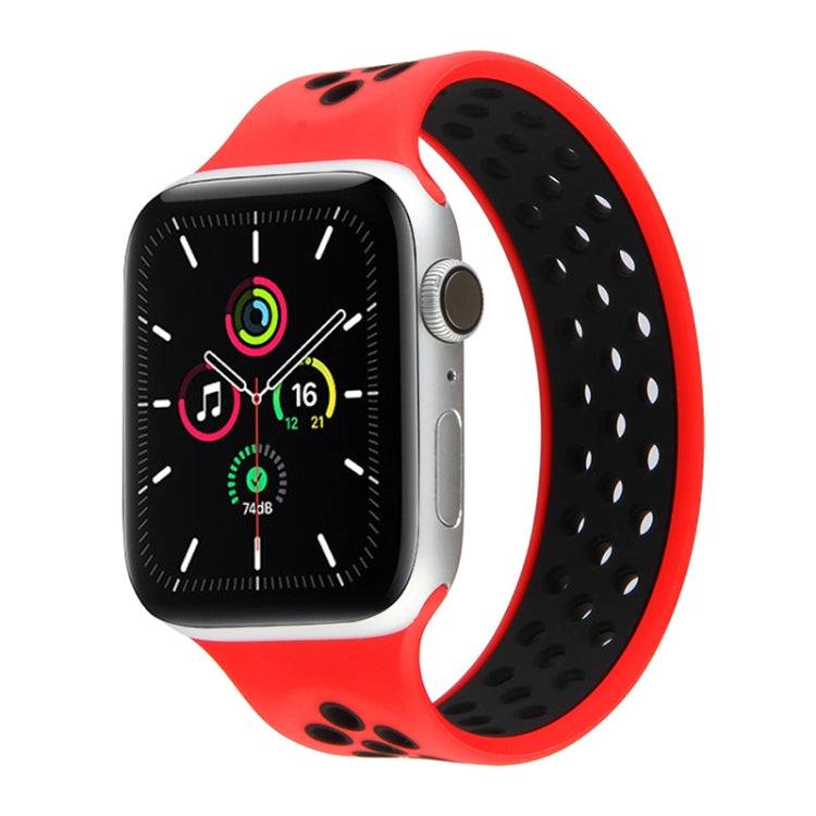 Lisslune | Elastic Silicone Watch Band for Apple Watch Series 7 41mm / 6 & SE & 5 & 4 40mm / 3 & 2 & 1 38mm, Length: 160mm (Red Black)