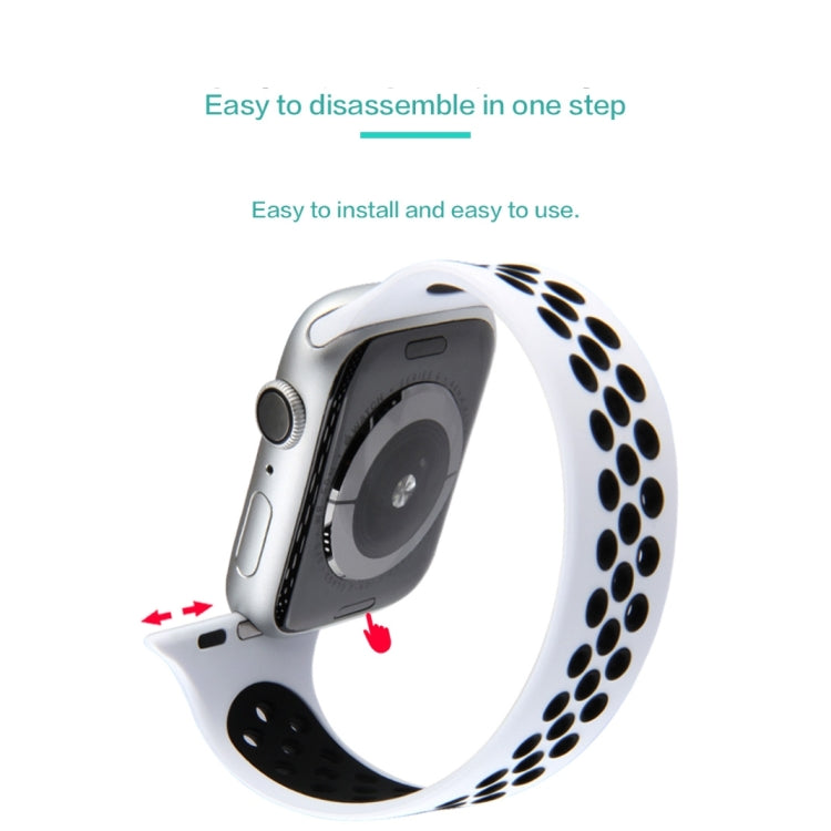 Lisslune | Elastic Silicone Watch Band for Apple Watch Series 7 41mm / 6 & SE & 5 & 4 40mm / 3 & 2 & 1 38mm, Length: 160mm (Black White)
