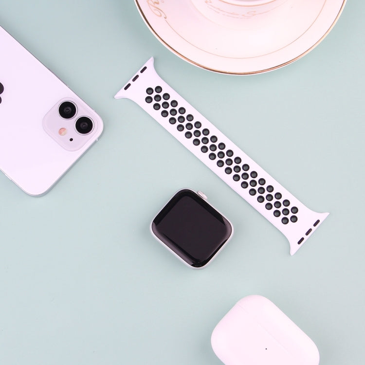 Lisslune | Elastic Silicone Watch Band for Apple Watch Series 7 41mm / 6 & SE & 5 & 4 40mm / 3 & 2 & 1 38mm, Length: 160mm (Black White)