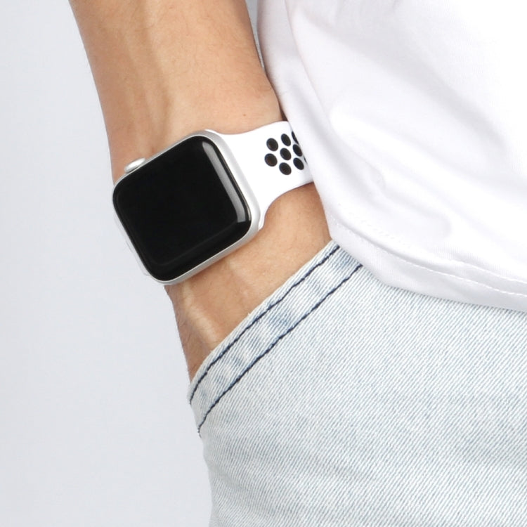 Lisslune | Elastic Silicone Watch Band for Apple Watch Series 7 41mm / 6 & SE & 5 & 4 40mm / 3 & 2 & 1 38mm, Length: 160mm (Black White)