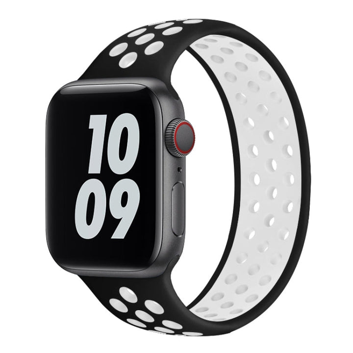 Lisslune | Elastic Silicone Watch Band for Apple Watch Series 7 41mm / 6 & SE & 5 & 4 40mm / 3 & 2 & 1 38mm, Length: 160mm (Black White)