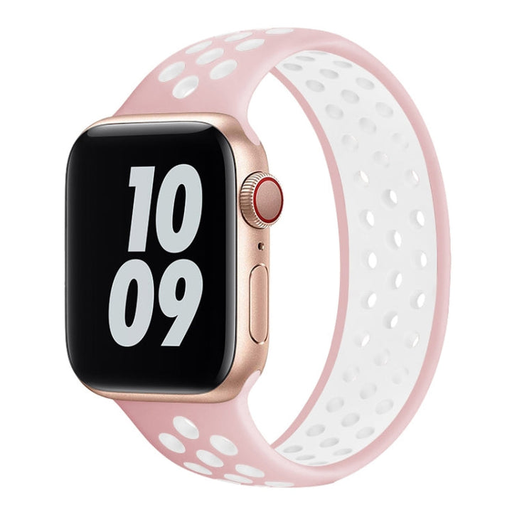 Lisslune | Elastic Silicone Watch Band for Apple Watch Series 7 41mm / 6 & SE & 5 & 4 40mm / 3 & 2 & 1 38mm, Length: 160mm (Light Pink White)