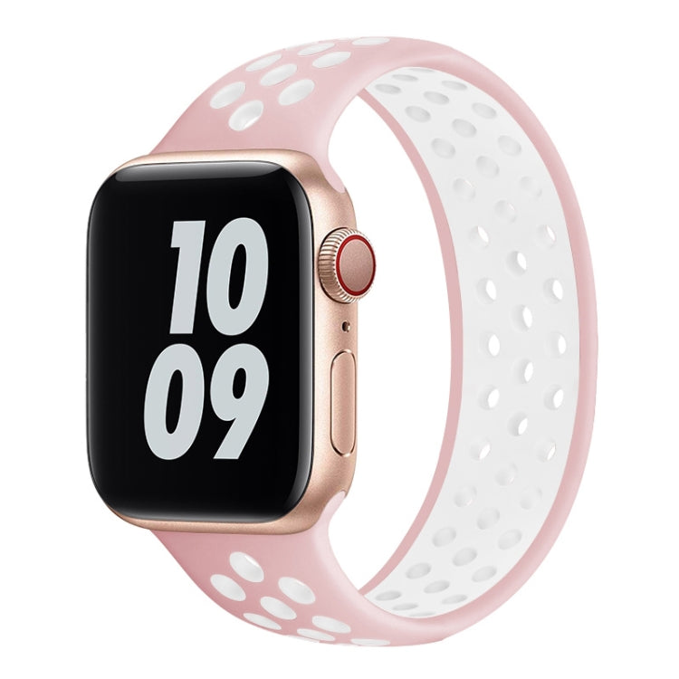 Lisslune | Elastic Silicone Watch Band for Apple Watch Series 7 41mm / 6 & SE & 5 & 4 40mm / 3 & 2 & 1 38mm, Length: 160mm (Light Pink White)