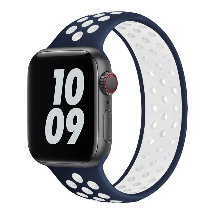 Lisslune | Elastic Silicone Watch Band for Apple Watch Series 7 41mm / 6 & SE & 5 & 4 40mm / 3 & 2 & 1 38mm, Length: 160mm (Blue White)