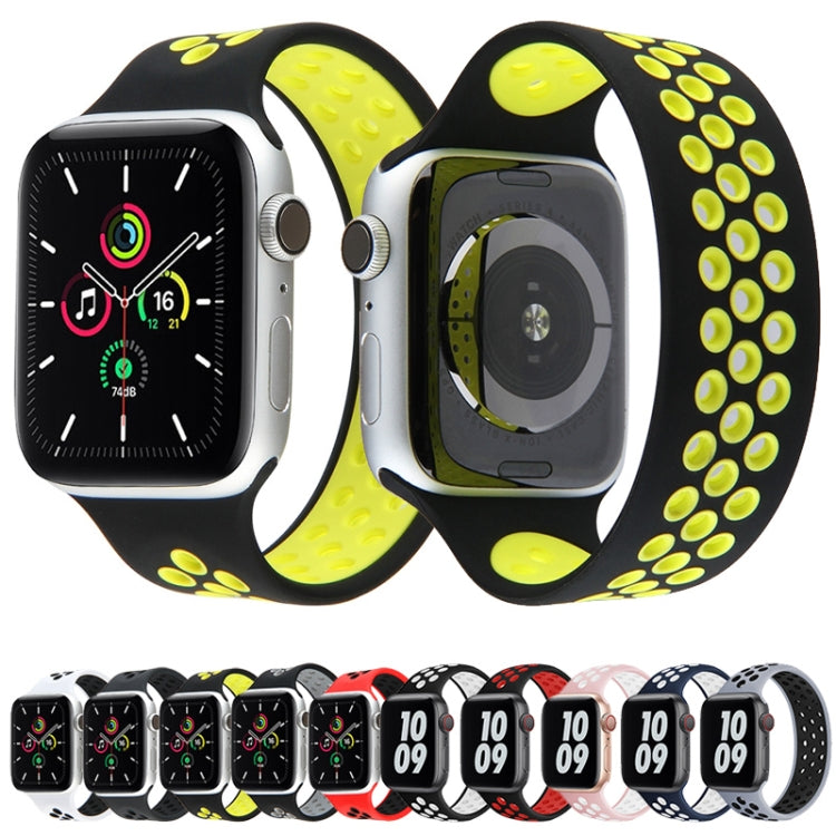 Lisslune | Elastic Silicone Watch Strap for Apple Watch Series 7 41mm / 6 & SE & 5 & 4 40mm / 3 & 2 & 1 38mm, Length: 160mm (Black Yellow)