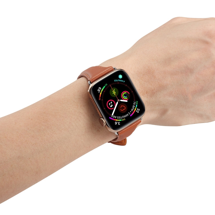 Lisslune | Leather Bracelet for Apple Watch Series 7 41mm / 6 & SE & 5 & 4 40mm / 3 & 2 & 1 38mm (Brown)