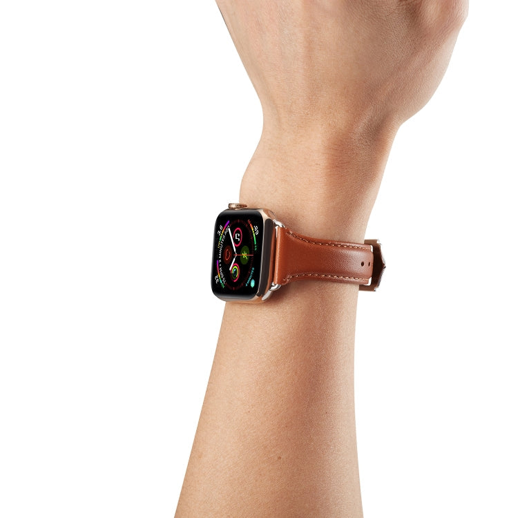 Lisslune | Leather Bracelet for Apple Watch Series 7 41mm / 6 & SE & 5 & 4 40mm / 3 & 2 & 1 38mm (Brown)