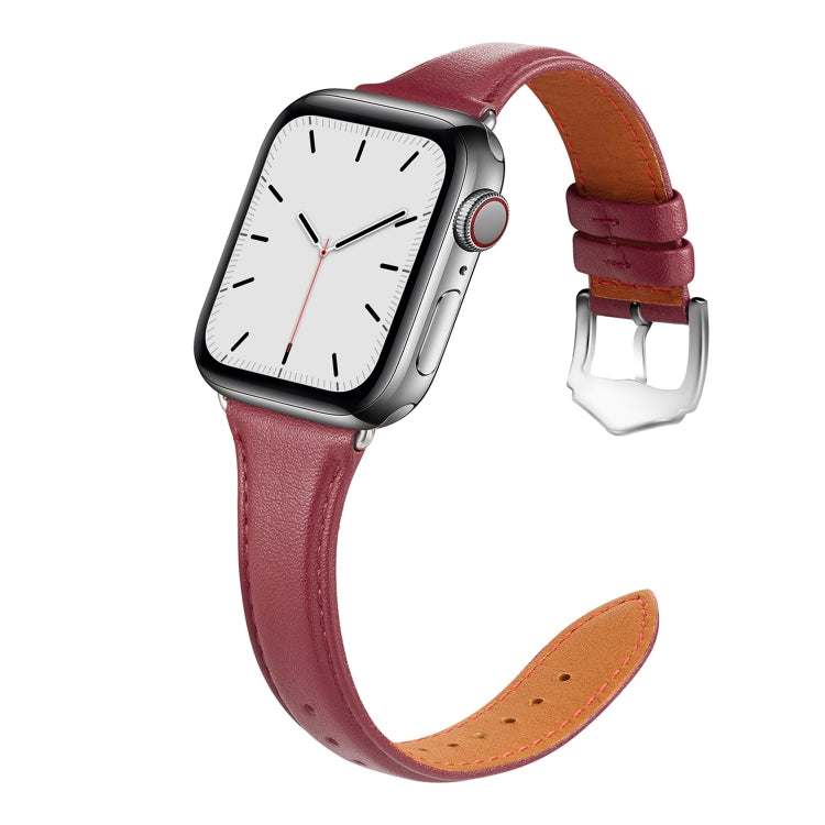 Lisslune | Leather Watch Band for Apple Watch Series 9&8&7 41mm / SE 3&SE 2&6&SE&5&4 40mm / 3&2&1 38mm (Burgundy)