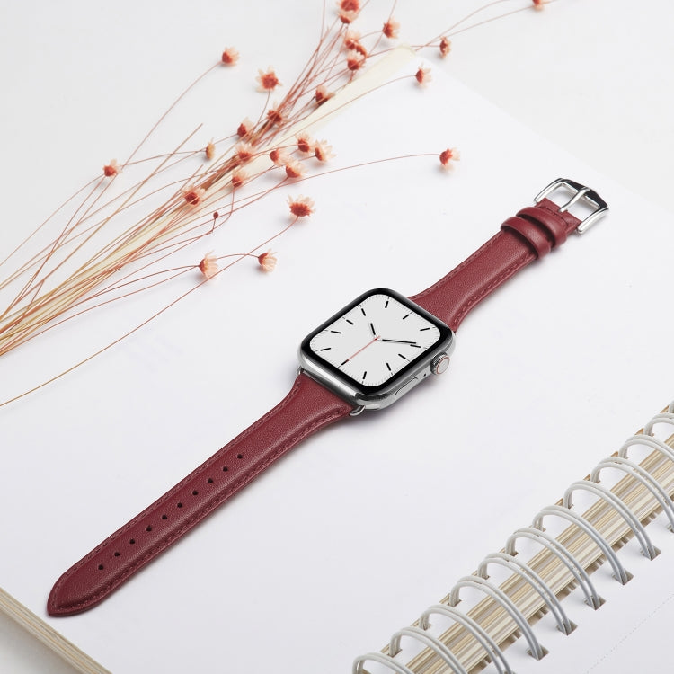 Lisslune | Leather Watch Band for Apple Watch Series 9&8&7 41mm / SE 3&SE 2&6&SE&5&4 40mm / 3&2&1 38mm (Burgundy)