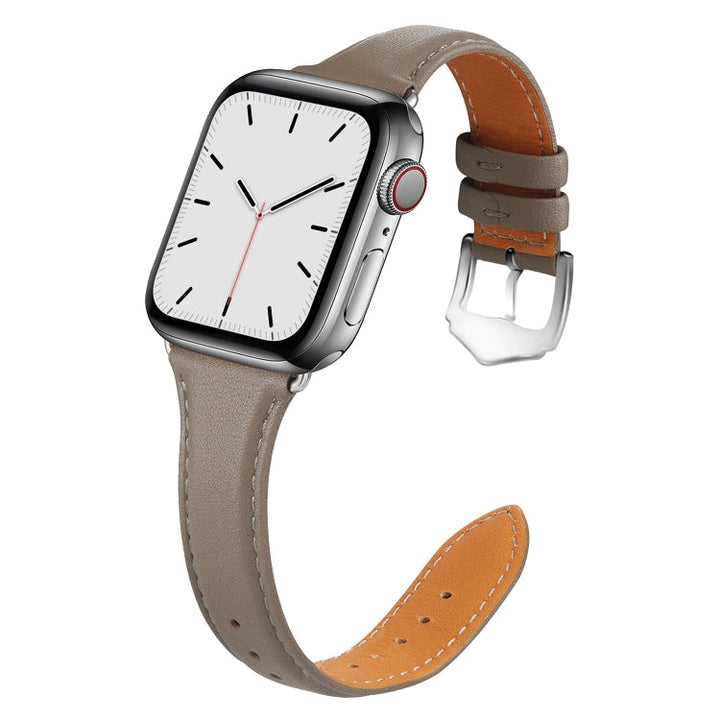 Lisslune | Leather Watch Strap for Apple Watch Series 7 41 mm / 6 & SE & 5 & 4 40 mm / 3 & 2 & 1 38 mm (Gray)