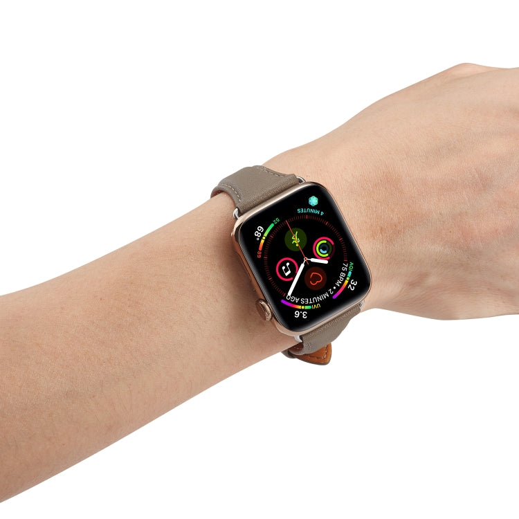 Lisslune | Leather Watch Strap for Apple Watch Series 7 41 mm / 6 & SE & 5 & 4 40 mm / 3 & 2 & 1 38 mm (Gray)