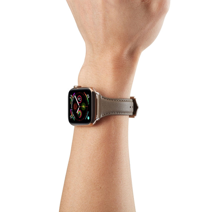 Lisslune | Leather Watch Strap for Apple Watch Series 7 41 mm / 6 & SE & 5 & 4 40 mm / 3 & 2 & 1 38 mm (Gray)