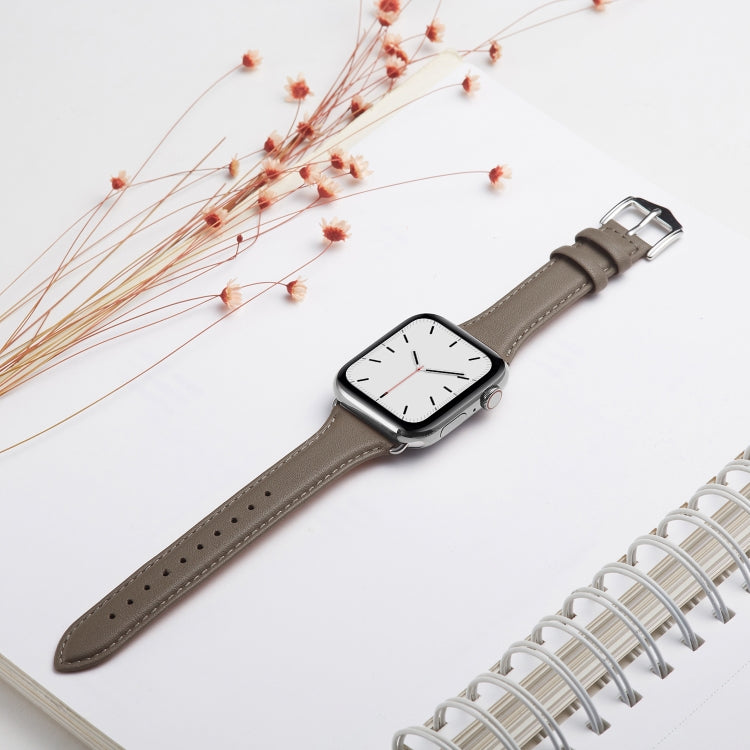 Lisslune | Leather Watch Strap for Apple Watch Series 7 41 mm / 6 & SE & 5 & 4 40 mm / 3 & 2 & 1 38 mm (Gray)