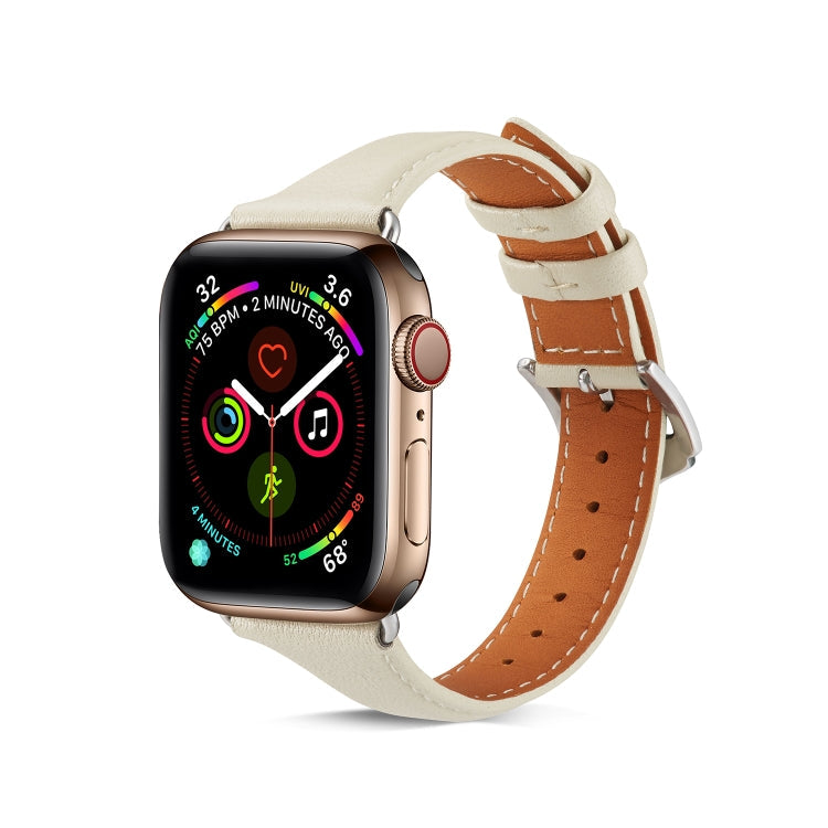 Lisslune | Leather Bracelet for Apple Watch Series 7 41mm / 6 & SE & 5 & 4 40mm / 3 & 2 & 1 38mm (Creamy White)