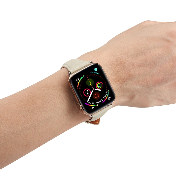 Lisslune | Leather Bracelet for Apple Watch Series 7 41mm / 6 & SE & 5 & 4 40mm / 3 & 2 & 1 38mm (Creamy White)