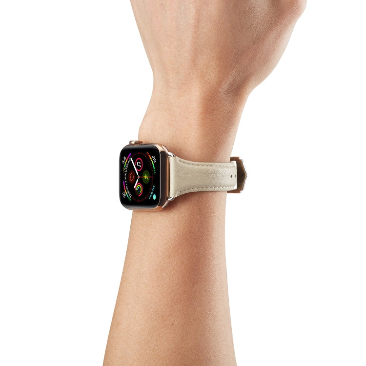 Lisslune | Leather Bracelet for Apple Watch Series 7 41mm / 6 & SE & 5 & 4 40mm / 3 & 2 & 1 38mm (Creamy White)