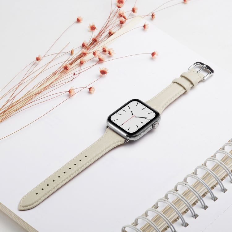 Lisslune | Leather Bracelet for Apple Watch Series 7 41mm / 6 & SE & 5 & 4 40mm / 3 & 2 & 1 38mm (Creamy White)