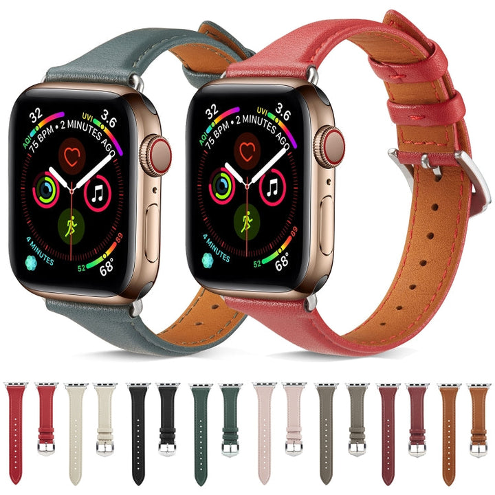 Lisslune | Leather Bracelet for Apple Watch Series 7 41mm / 6 & SE & 5 & 4 40mm / 3 & 2 & 1 38mm (Brown)