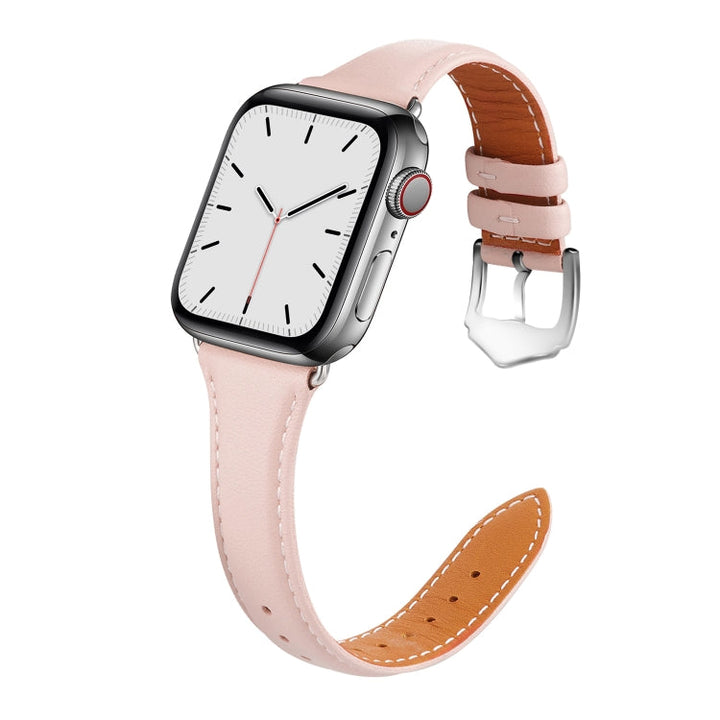 Lisslune | Leather Bracelet for Apple Watch Series 7 45mm / 6 & SE & 5 & 4 44mm / 3 & 2 & 1 42mm (Pink)