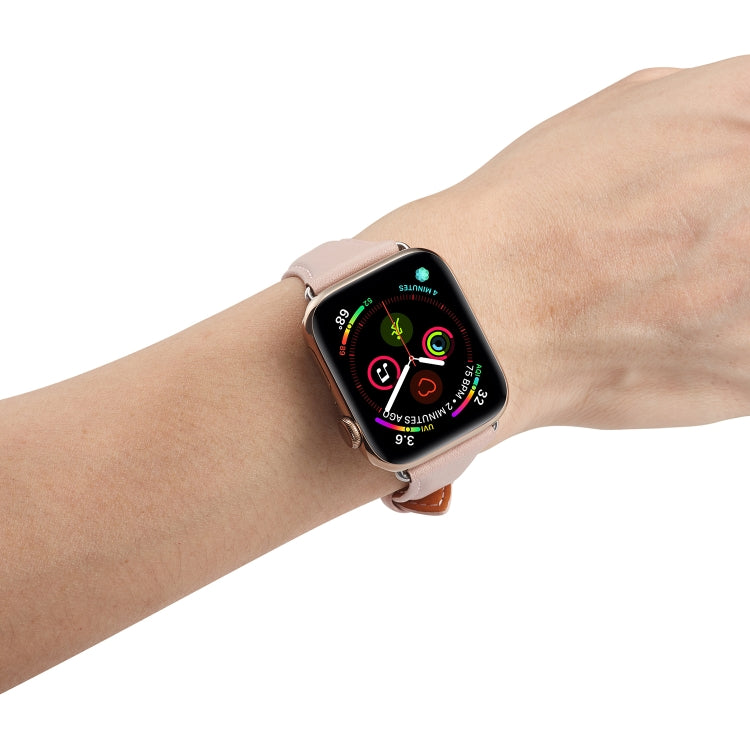 Lisslune | Leather Bracelet for Apple Watch Series 7 45mm / 6 & SE & 5 & 4 44mm / 3 & 2 & 1 42mm (Pink)