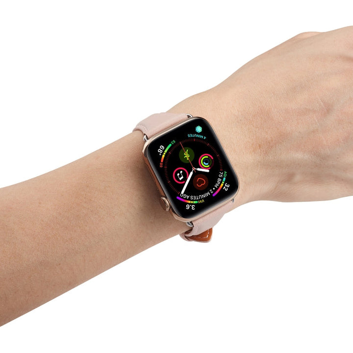 Lisslune | Leather Bracelet for Apple Watch Series 7 45mm / 6 & SE & 5 & 4 44mm / 3 & 2 & 1 42mm (Pink)