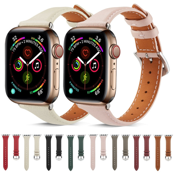 Lisslune | Leather Bracelet for Apple Watch Series 7 45mm / 6 & SE & 5 & 4 44mm / 3 & 2 & 1 42mm (Pink)