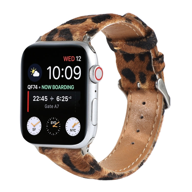 Lisslune | Horsehair Fluffy Leopard Pattern Leather Watch Strap for Apple Watch Ultra 49mm&Watch Ultra 2 49mm / Series 9&8&7 45mm / SE 3&SE 2&6&SE&5&4 44mm / 3&2&1 42mm(3)