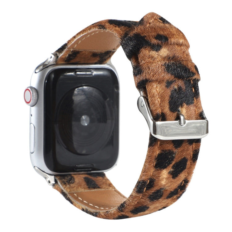 Lisslune | Horsehair Fluffy Leopard Pattern Leather Watch Strap for Apple Watch Ultra 49mm&Watch Ultra 2 49mm / Series 9&8&7 45mm / SE 3&SE 2&6&SE&5&4 44mm / 3&2&1 42mm(3)