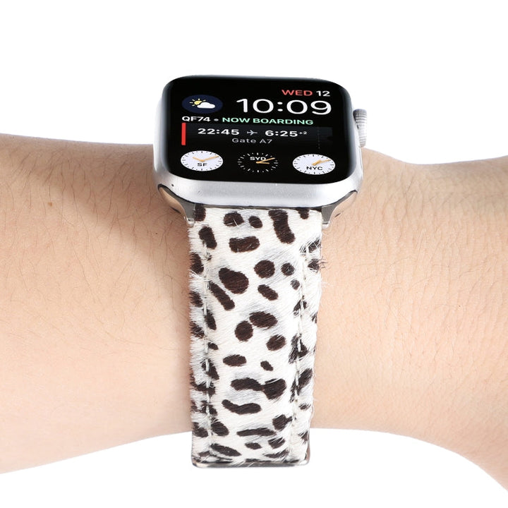 Lisslune | Horse Hair Fluffy Leopard Print Leather Watch Band For Apple Watch Series 7 45mm / 6 & SE & 5 & 4 44mm / 3 & 2 & 1 42mm(6)
