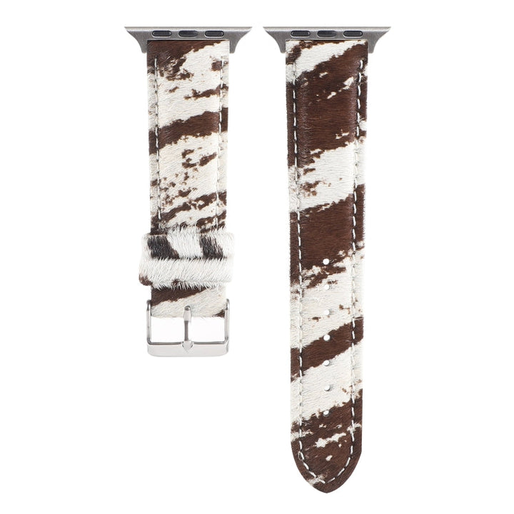 Lisslune | Horsehair Fluffy Leopard Print Leather Watch Band for Apple Watch Series 9&8&7 41mm / SE 3&SE 2&6&SE&5&4 40mm / 3&2&1 38mm(1)
