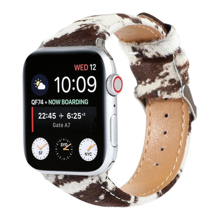 Lisslune | Horsehair Fluffy Leopard Print Leather Watch Band for Apple Watch Series 9&8&7 41mm / SE 3&SE 2&6&SE&5&4 40mm / 3&2&1 38mm(1)