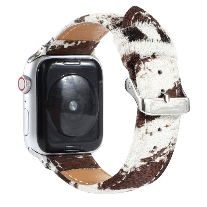 Lisslune | Horsehair Fluffy Leopard Print Leather Watch Band for Apple Watch Series 9&8&7 41mm / SE 3&SE 2&6&SE&5&4 40mm / 3&2&1 38mm(1)