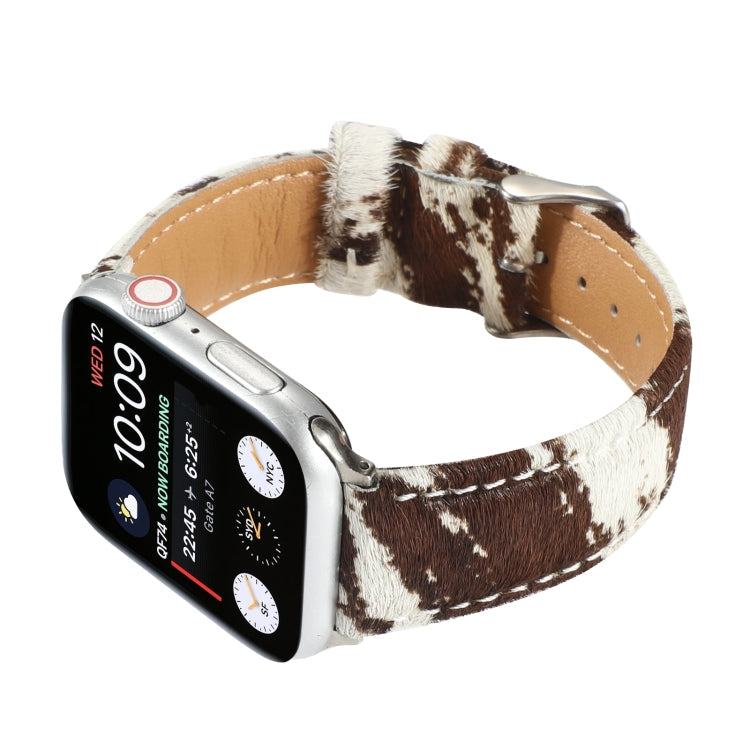 Lisslune | Horsehair Fluffy Leopard Print Leather Watch Band for Apple Watch Series 9&8&7 41mm / SE 3&SE 2&6&SE&5&4 40mm / 3&2&1 38mm(1)