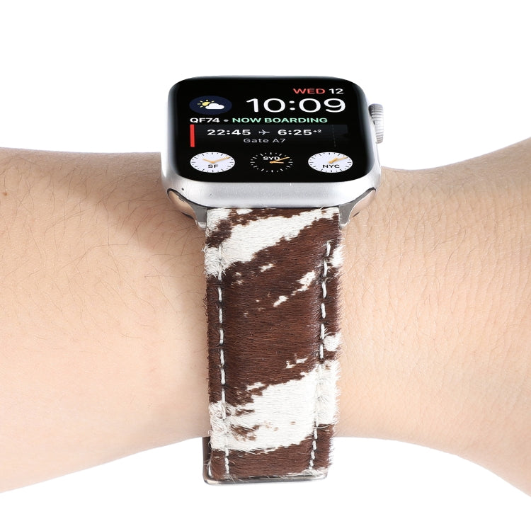 Lisslune | Horsehair Fluffy Leopard Print Leather Watch Band for Apple Watch Series 9&8&7 41mm / SE 3&SE 2&6&SE&5&4 40mm / 3&2&1 38mm(1)