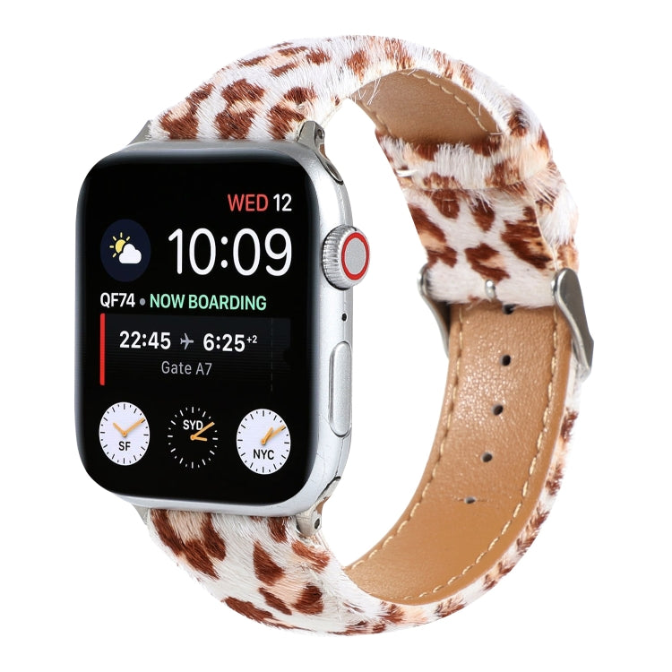Lisslune | Horsehair fluffy leopard pattern leather watch band for Apple Watch Series 9&8&7 41mm / SE 3&SE 2&6&SE&5&4 40mm / 3&2&1 38mm(2)
