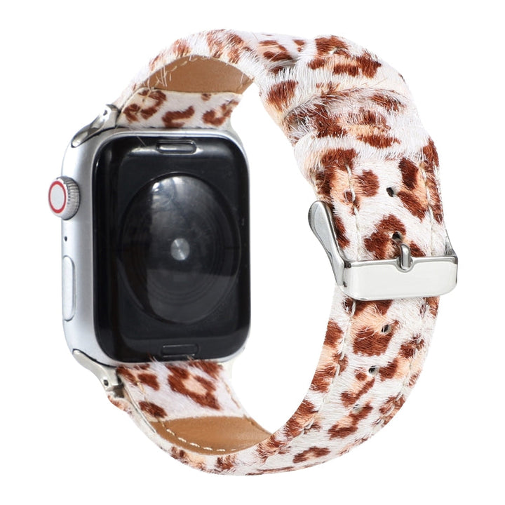 Lisslune | Horsehair fluffy leopard pattern leather watch band for Apple Watch Series 9&8&7 41mm / SE 3&SE 2&6&SE&5&4 40mm / 3&2&1 38mm(2)